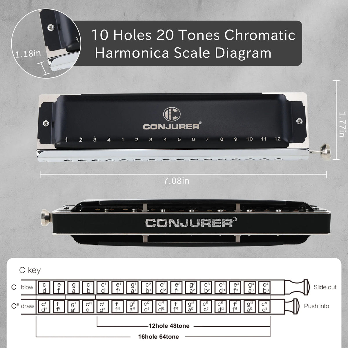 Harmonica Professionnel Chromatique C